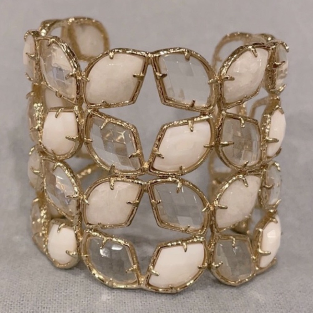 Kendra Scott Gold and White Mosaic Paley Cuff Bracelet